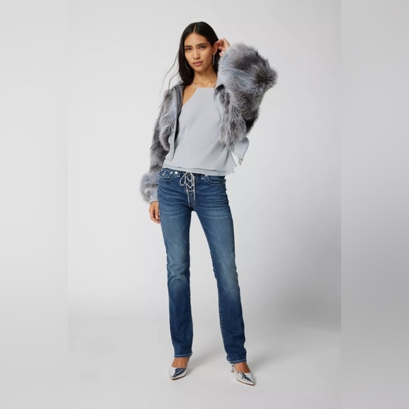 True Religion Billie Mid-Rise Lace-Up Jean 32 - Picture 3 of 12